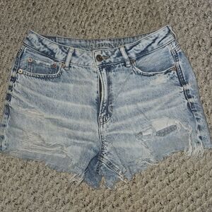 American Eagle Outfitters Women's Distressed Denim Shorts - Light Blue